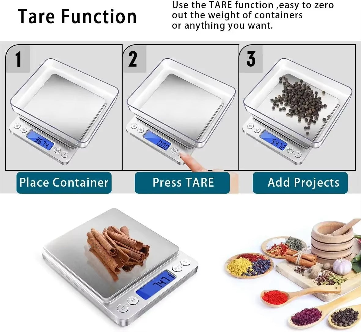 LCD Digital Scale Smart Precision Electronic Pocket Portable Kitchen Food Scales Gram Weight Balance Alphinea Store