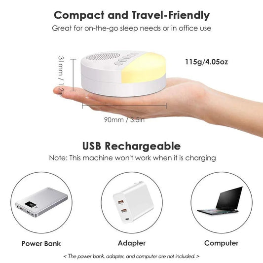 White Noise Machine USB Rechargeable Timed Shutdown Sleep Machine Baby Sleep Sound Player Night Light Timer Noise Player Alphinea Store