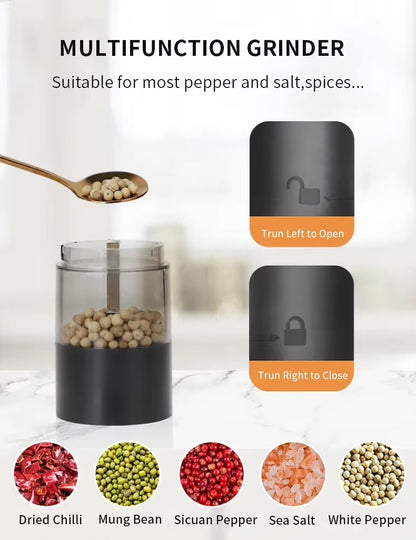 USB Rechargeable Electric Salt and Pepper Grinder Adjustable Coarseness Large Capacity Auto Spices Grinders Kitchen Cooking Tool Alphinea Store