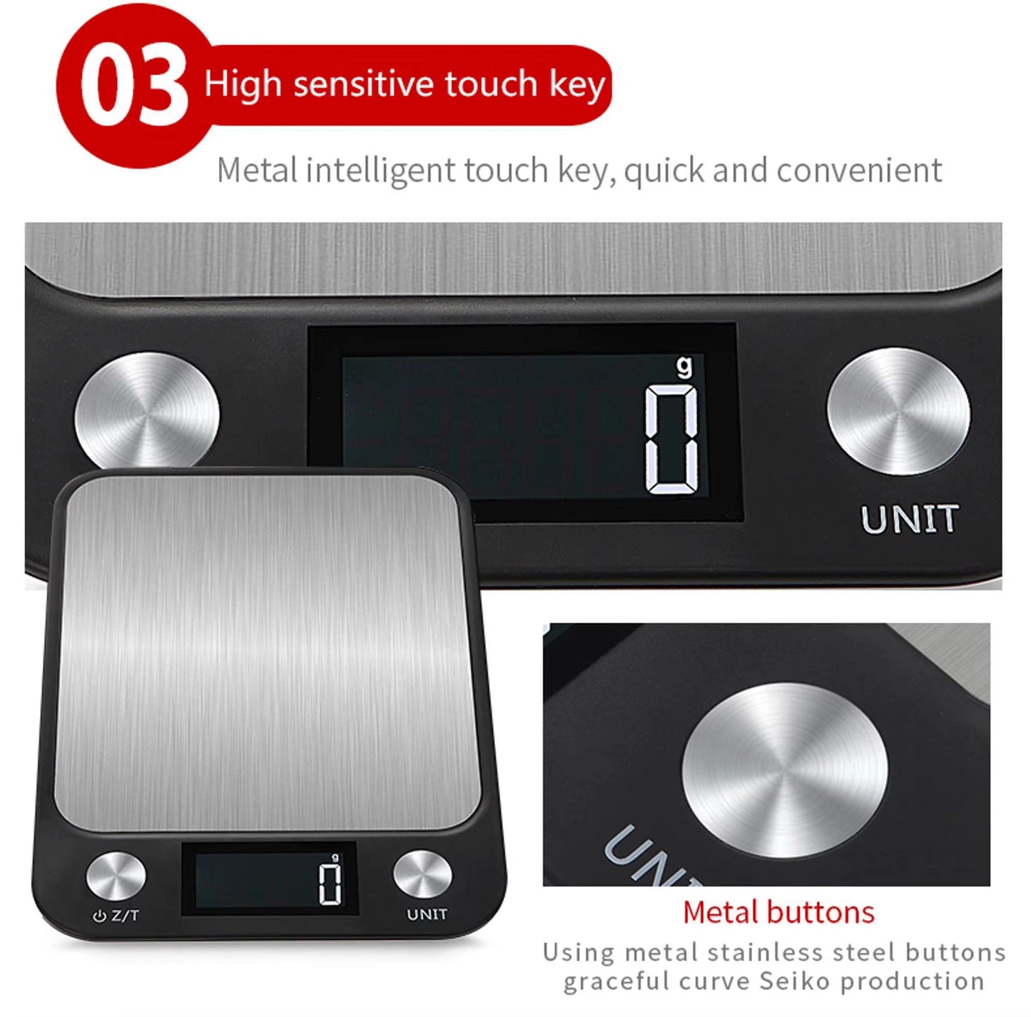 Kitchen Scale 15Kg/1g Weighing Food Coffee Balance Smart Electronic Digital Scales Stainless Steel Design for Cooking and Baking Alphinea Store