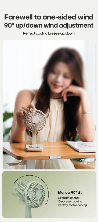 Vintage Desktop Fan 2000mAh 90° tilt Adjustable Mini Rechargeable Fan 5 Gear Speed for Home/Office/Student/Gift Alphinea Store
