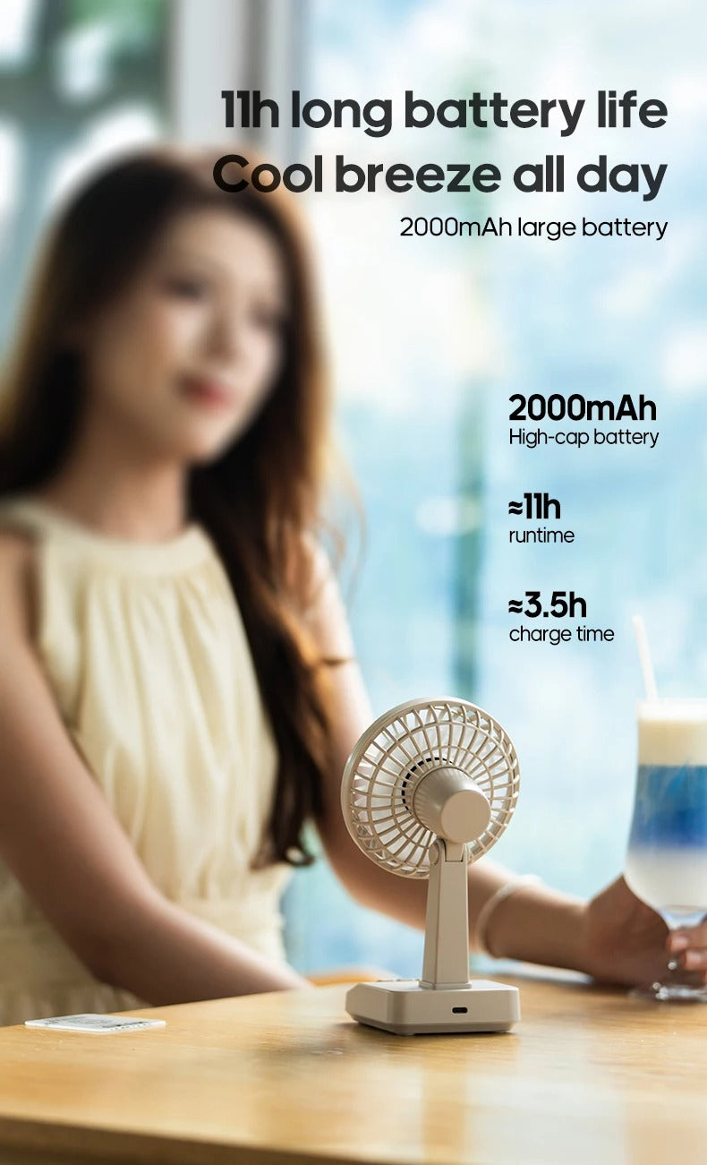 Vintage Desktop Fan 2000mAh 90° tilt Adjustable Mini Rechargeable Fan 5 Gear Speed for Home/Office/Student/Gift Alphinea Store