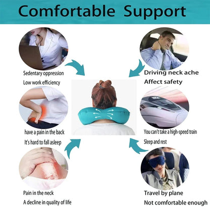 U-Shaped Inflatable Travel Pillow Portable Air Neck Support Cushion Comfortable Sleeping Press to inflate pillow neck pillow Alphinea Store