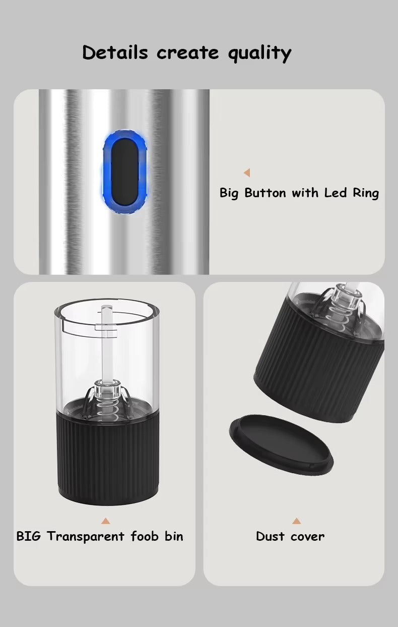 Electric Salt and Pepper Grinder Automatic Rechargeable Pepper Mill Shakers Adjustable Coarseness Kitchen Appliances Alphinea Store