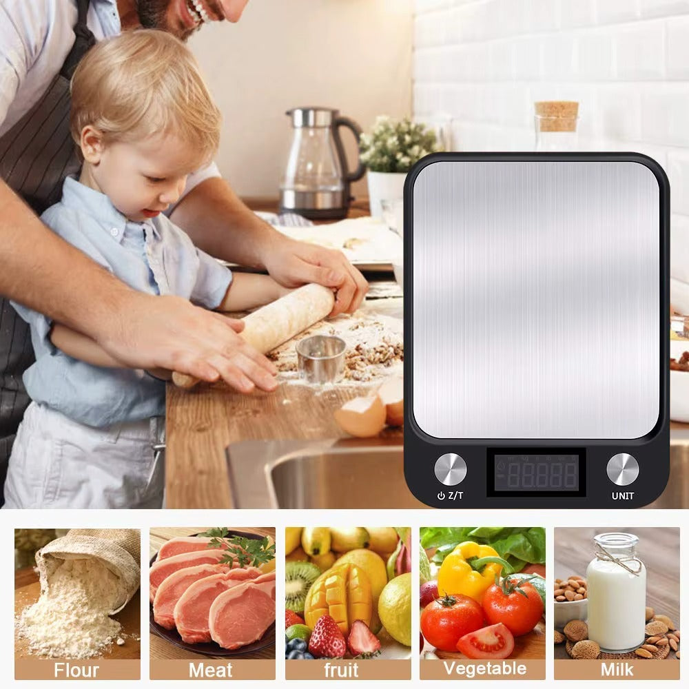 Kitchen Scale 15Kg/1g Weighing Food Coffee Balance Smart Electronic Digital Scales Stainless Steel Design for Cooking and Baking Alphinea Store