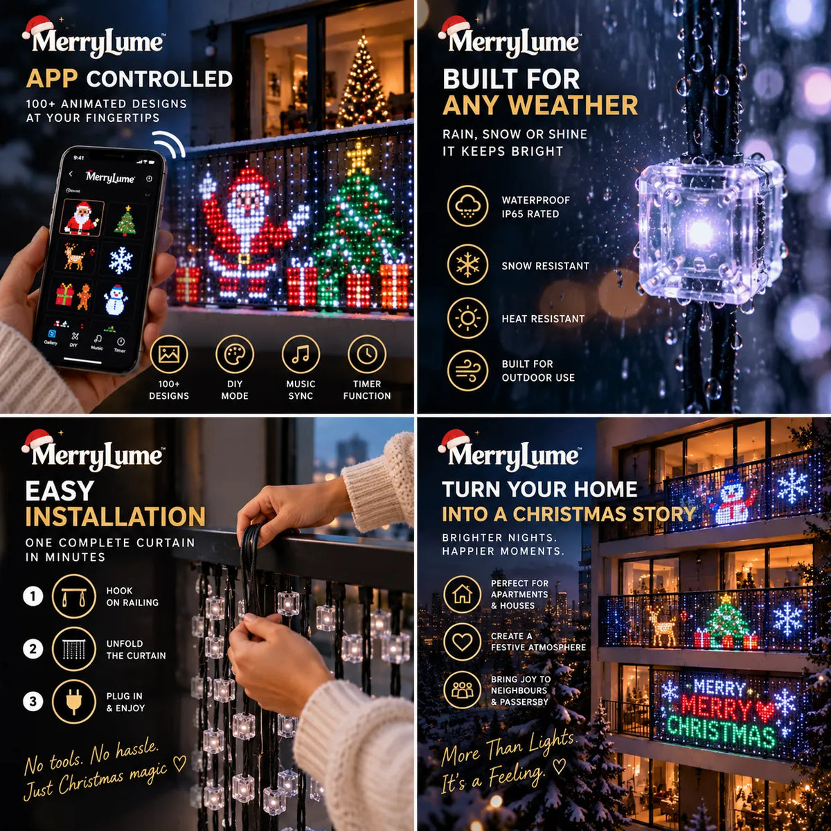 Animated LED Balcony Curtain Lights